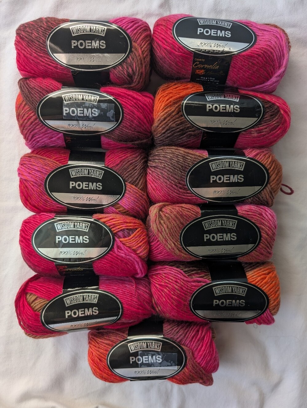 Universal Yarns Poems Multicolor Pink-Orange Wool Yarn - 11 Skeins